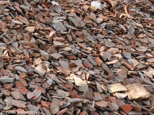 Broken pottery shards at Ramat Rachel. Photo by Ferrell Jenkins.