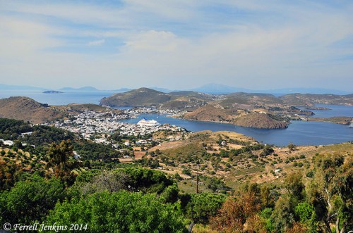 View of the port of Skala from Chora. Photo by Ferrell Jenkins.