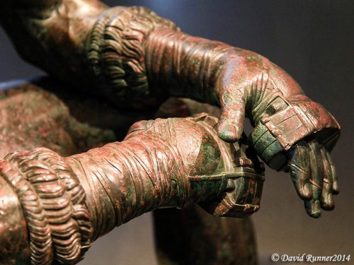 Closeup of the hands of "the Boxer". Photo by David Runner.