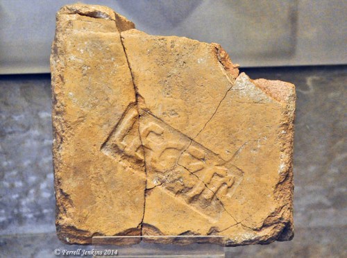 Tile of the Tenth Legion from Ramat Rachel. Photo by Ferrell Jenkins.