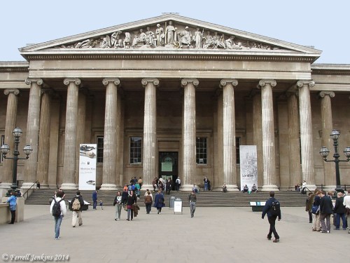 British Museum entrance on Great Russel Street, London. Photo by Ferrell Jenkins.