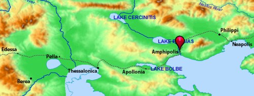 Map showing Amphipolis. Credit: Bible Atlas.