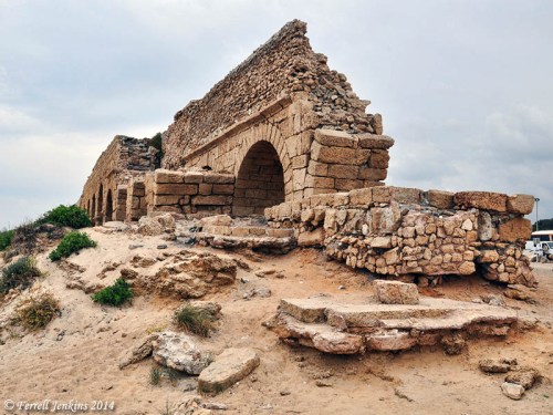 The high level aqueduct at Caesarea Maritima. Photo by Ferrell Jenkins.