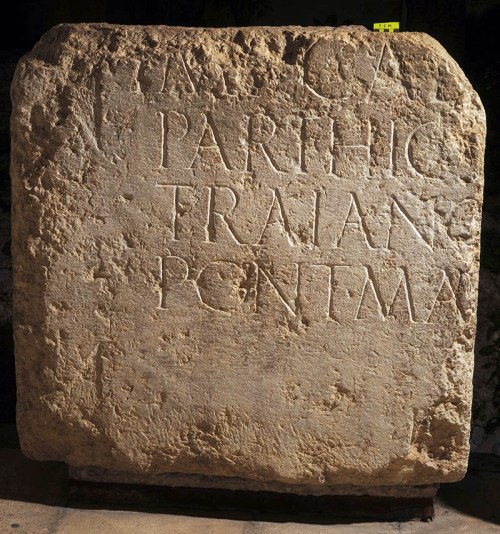 Part of the Hadrian inscription discovered in the late 19th century by Clermont Ganneau, now located in Studium Biblicum Franciscanum Museum. Photo by Garo Nalbandian, courtesy of the Museum.