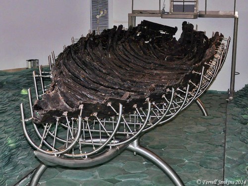 The Roman boat discovered in the Sea of Galilee in 1986. Photo by Ferrell Jenkins.