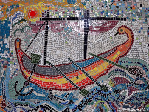 Replica of a mosaic discovered at Magdala. Photo by Ferrell Jenkins.