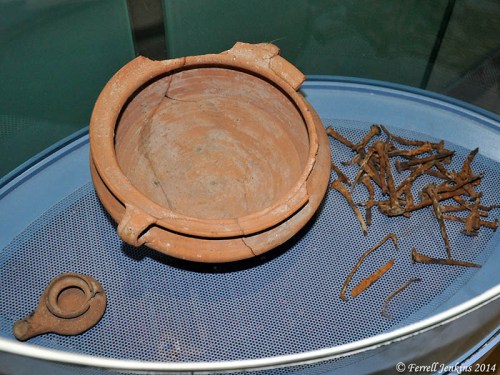 Pottery found in association with the boat, and nails from the boat. Photo by Ferrell Jenkins.