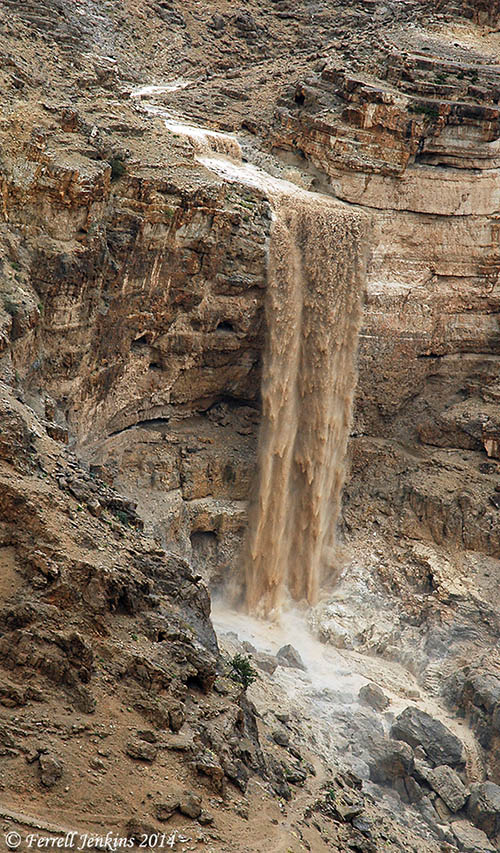 Floods in the desert of Judea overlooking Wadi Qelt at St. George Monastery. Photo by Ferrell Jenkins.