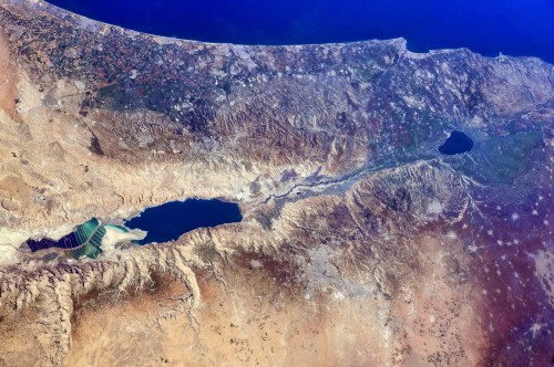 Israel, the West Bank, and part of Jordan from the ISS. Photo: NASA/Barry Wilmore.