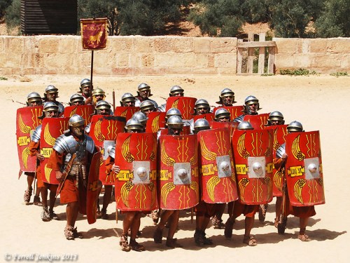 Enactment of soldiers of the 6th Roman Legion. Photo by Ferrell Jenkins.