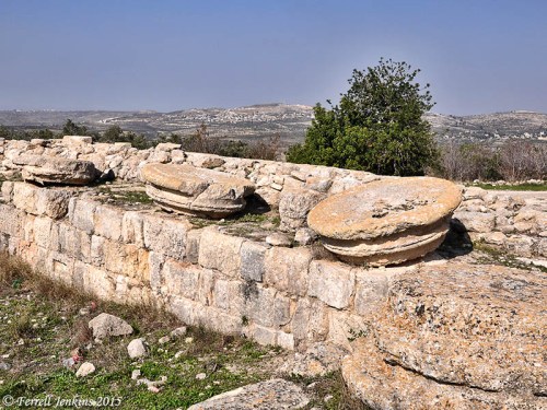 Remnants of some of the columns rest at the top of the staircase. Photo by Ferrell Jenkins.