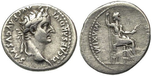 Denarius minted by Emperor Tiberias.