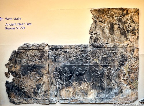 This Assyrian relief from Nineveh shows Prisoners from the town of Alammu. British Museum. Photo by Ferrell Jenkins.