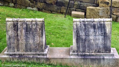 Grave stone of James T. Barclay, and his wife Julia, in the Campbell Cemetery at Bethany, WVA. Photo by Ferrell Jenkins.