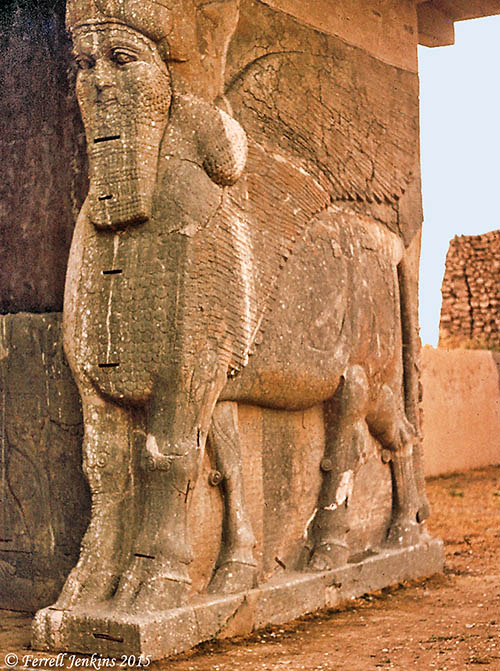 A Lamassu at one of the entries to Assyrian Nimrud. Photo by Ferrell Jenkins, 1970.