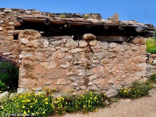 Reconstructed house at Nazareth Village showing roof construction. Photo by Ferrell Jenkins.