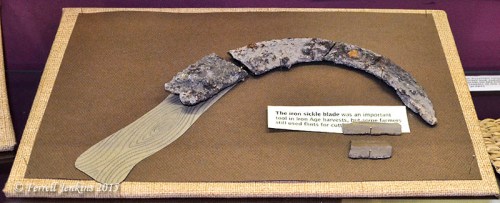 Sickle from the Iron Age at Tell Beit Mirsim. Kelso Bible Lands Museum, Pittsburgh Theological Seminary. Photo by Ferrell Jenkins.