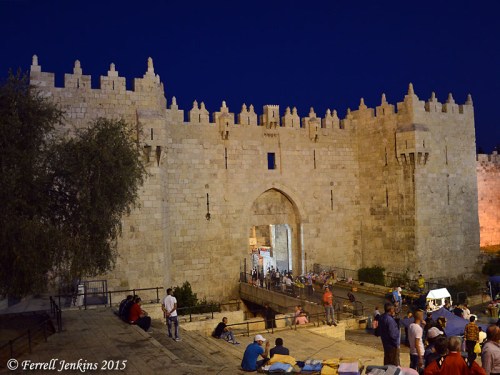 Damascus Gate at Night. Photo by Ferrell Jenkins.
