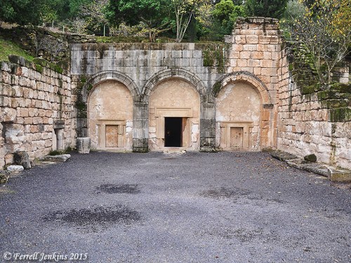 Facade of the "Sarcophagi Cave" at Beit She'arim. Photo by Ferrell Jenkins.