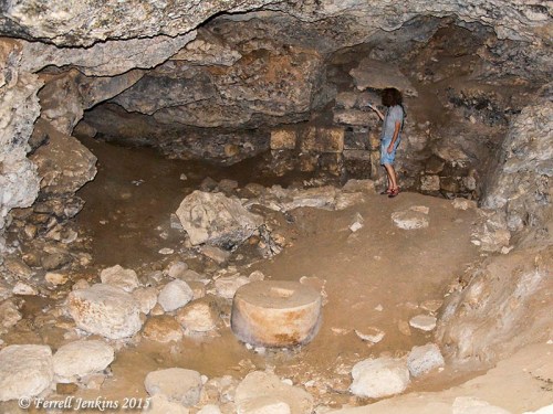 Interior of the cave of Adullam lighted by flash. Photo by Ferrell Jenkins.