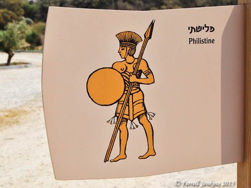 Sign in the Ashkelon National Park indicating one of the groups that inhabited the city. Photo by Ferrell Jenkins.