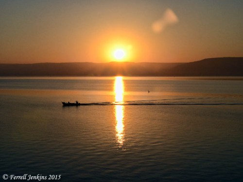 Sunrise on the Sea of Galilee, May 17, 2015, 5:54 a.m. Photo by Ferrell Jenkins.