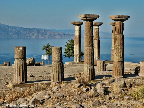 A view of Lesbos across the strait from Assos and the temple of Apollo. Photo by Ferrell Jenkins.
