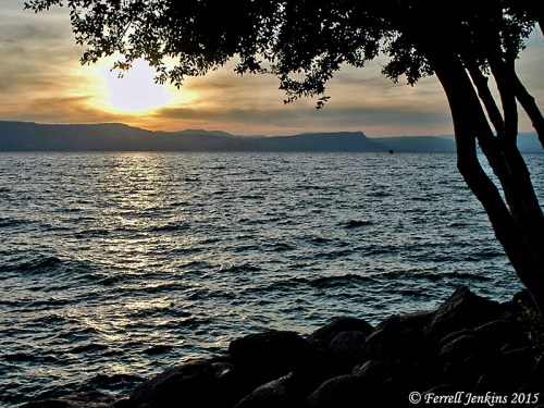 Sunset from En Gev on the eastern shore of the Sea of Galilee. Photo by Ferrell Jenkins.