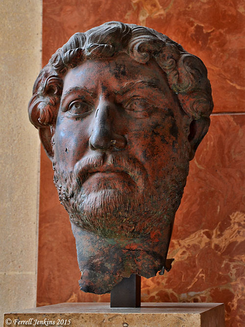 Bust of Hadrian thought to have come from Egypt. Louvre. Photo by Ferrell Jenkins.