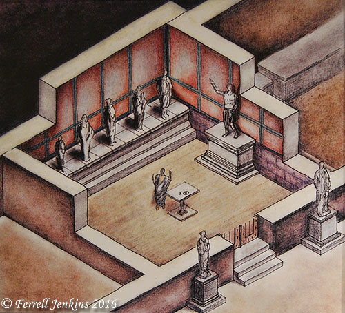 Artist conception of the chamber of the Imperial Cult. Photo by Ferrell Jenkins.