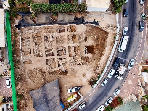 An aerial photograph of the excavation. Photographic credit: Guy Fitoussi, courtesy of the Israel Antiquities Authority.