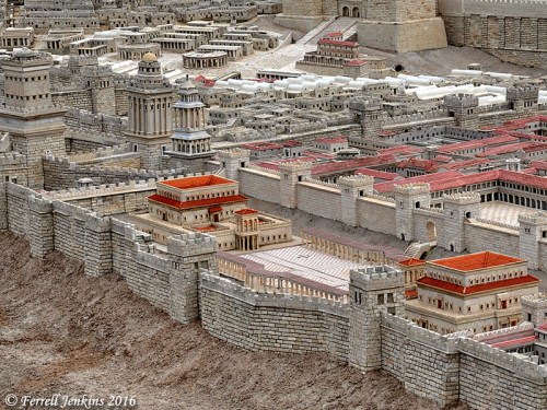 The Second Temple Model at the Israel Museum shows the location of the Palace of Herod Antipas and the Pretorium of Pontius Pilate. Photo by Ferrell Jenkins.