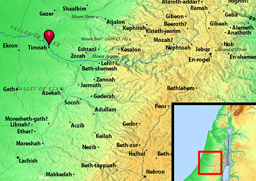 Map showing Timnah. Credit: BibleHub.com.