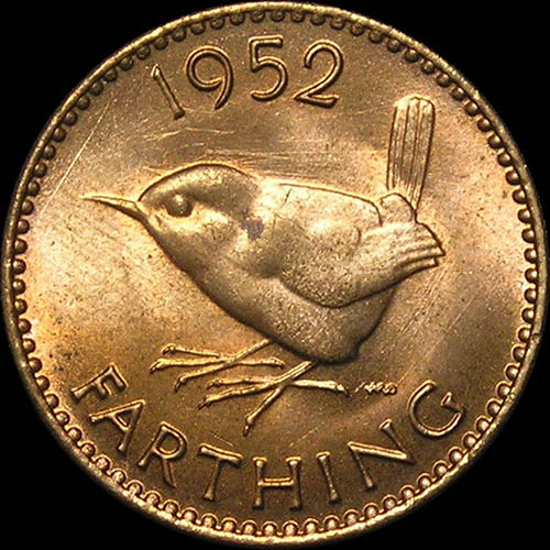Reverse of a UK farthing minted in 1952. The obverse carries the image of King George VI. Photo: wybrit.com