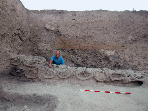  Apiary at Tel Rehov, the eastern row of hives © Copyright - The Beth-Valley Archaeological Project, Hebrew University of Jerusalem,
