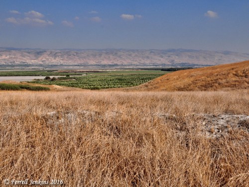 View east from atop Tel Rehov. We see the Jordan Valley and the Gilead mountains. Photo by Ferrell Jenkins.