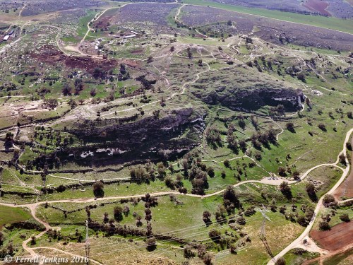 Aerial view of Gath showing the area where the gate has been uncovered. Photo by Ferrell Jenkins.