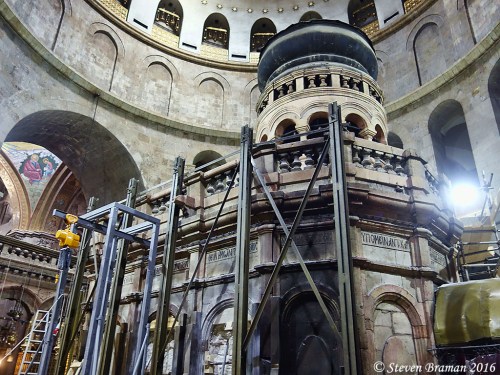 Shrine of the Holy Sepulcher under repair June 24, 2016.