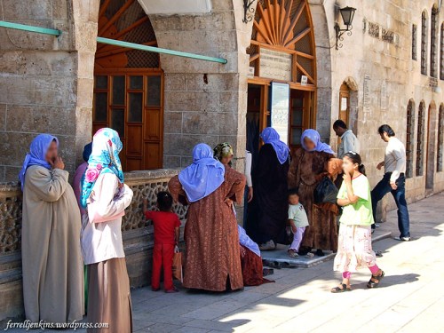 Men and women lined up to enter through separate doors. Photo by Ferrell Jenkins.