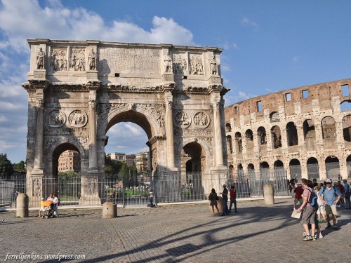 The Arch of Constantine with the Colosseum in the background. Photo by Ferrell Jenkins. 