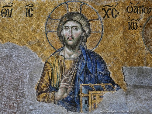 The Deesis from Hagia Sophia in Istanbul shows Jesus enthroned with Mary and John the Baptist on either side. Photo by Ferrell Jenkins.