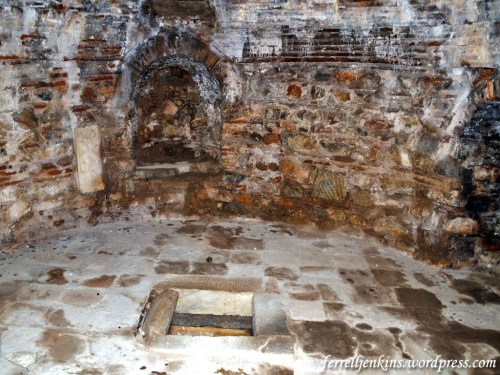 Dark remains of the Dormitian church of the Theotokos. Photo by Ferrell Jenkins.