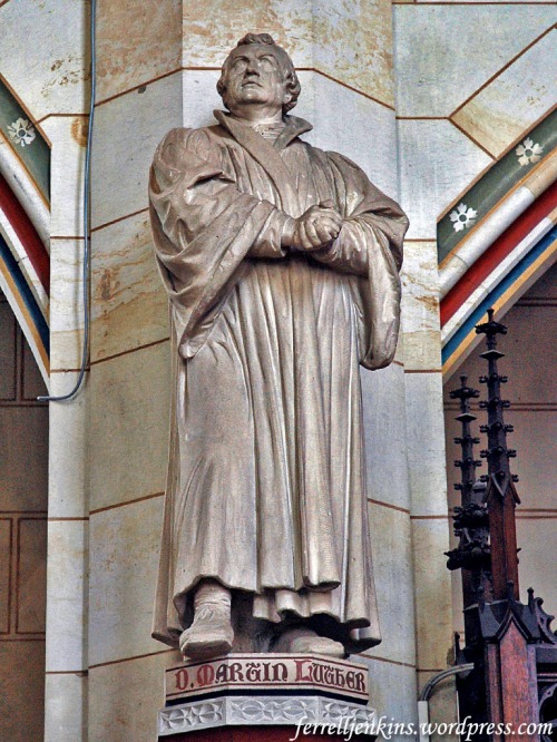 Luther Statue in the Castle Church in Wittenberg. Photo by Ferrell Jenkins.