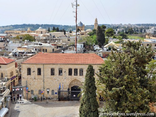 View north from the Tower of David. The building in the foreground is the prison. Photo by Ferrell Jenkins.