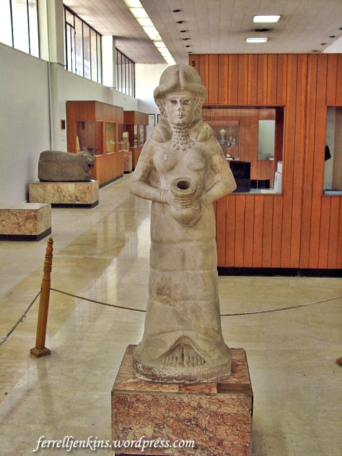 Amorite Spring Goddess displayed near the main entry of the Aleppo Museum. Photo by Ferrell Jenkins.