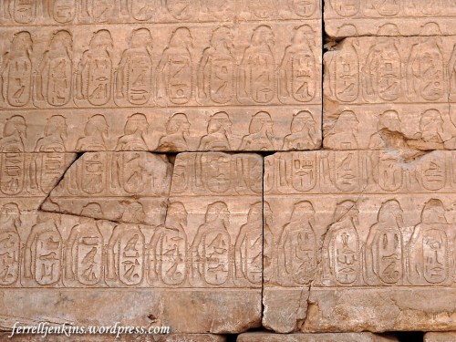 Part of the city list left by Thutmose III at Karnak Temple. Photo by Ferrell Jenkins.
