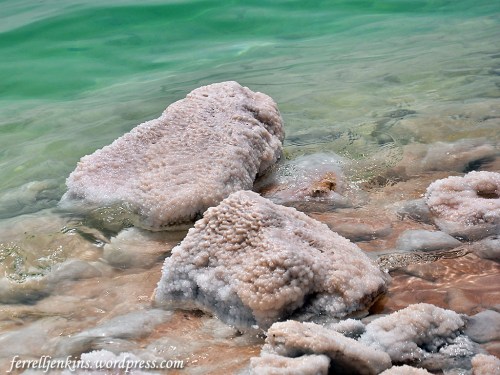 Salt on the rocks along the shore of the Dead Sea. Photo by Ferrell Jenkins.