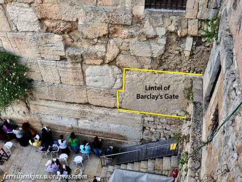 Photo made from Mugrabhi gate bridge with the north end of the lintel identified. Photo by Ferrell Jenkins.