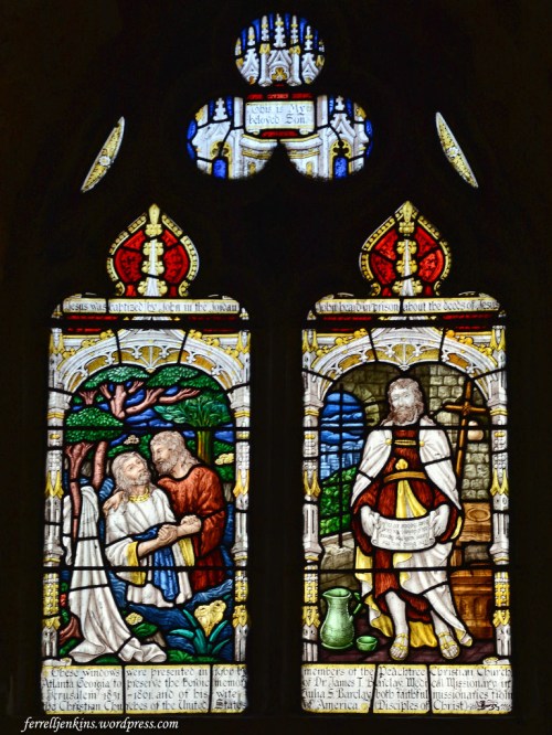 The windows honoring Dr. Barclay. Photo by Ferrell Jenkins.