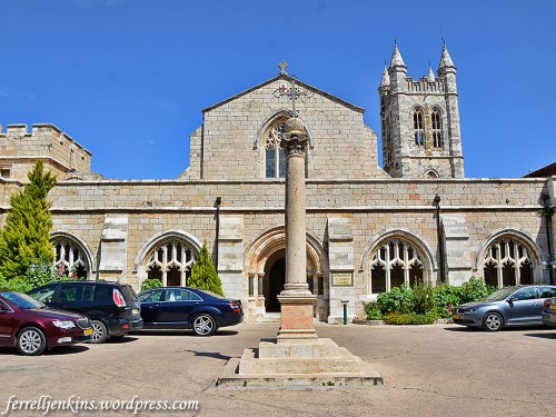 The courtyard and entrance to St. George Cathedral in east Jerusalem. Photo by Ferrell Jenkins.
